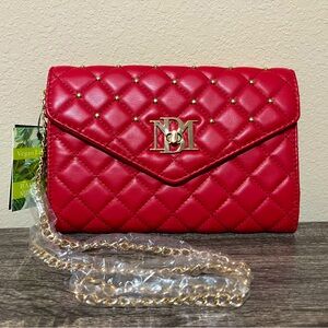 Badgley Mischka Red Quilted Crossbody Bag